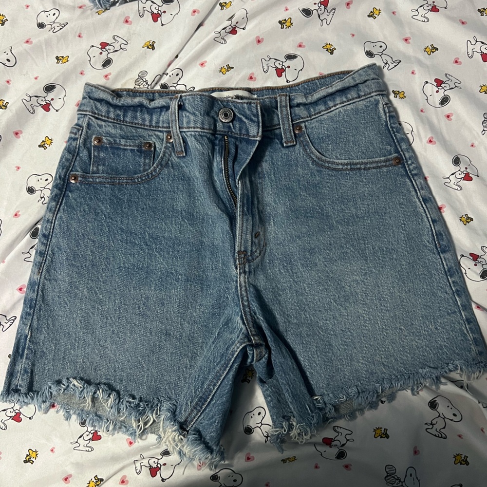 Abercrombie & Fitch Blue Frayed Jean Shorts